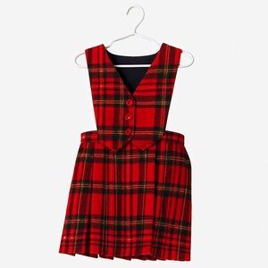 Blarney Woollen Mills Irish Red Tartan Pleated Pinafore Dress Size 5 (est)